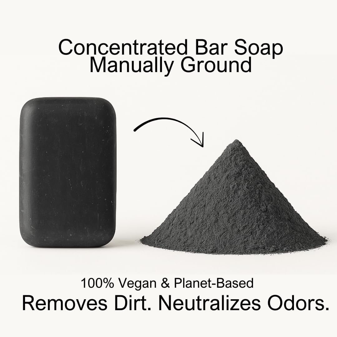Charcoal Laundry Detergent Booster Powder – Concentrated Ground Bar Soap | Mix With Borax & Washing Soda for Deep Clean of 65 Loads | Unscented Result, Stain-Fighting, Natural, Eco-Friendly
