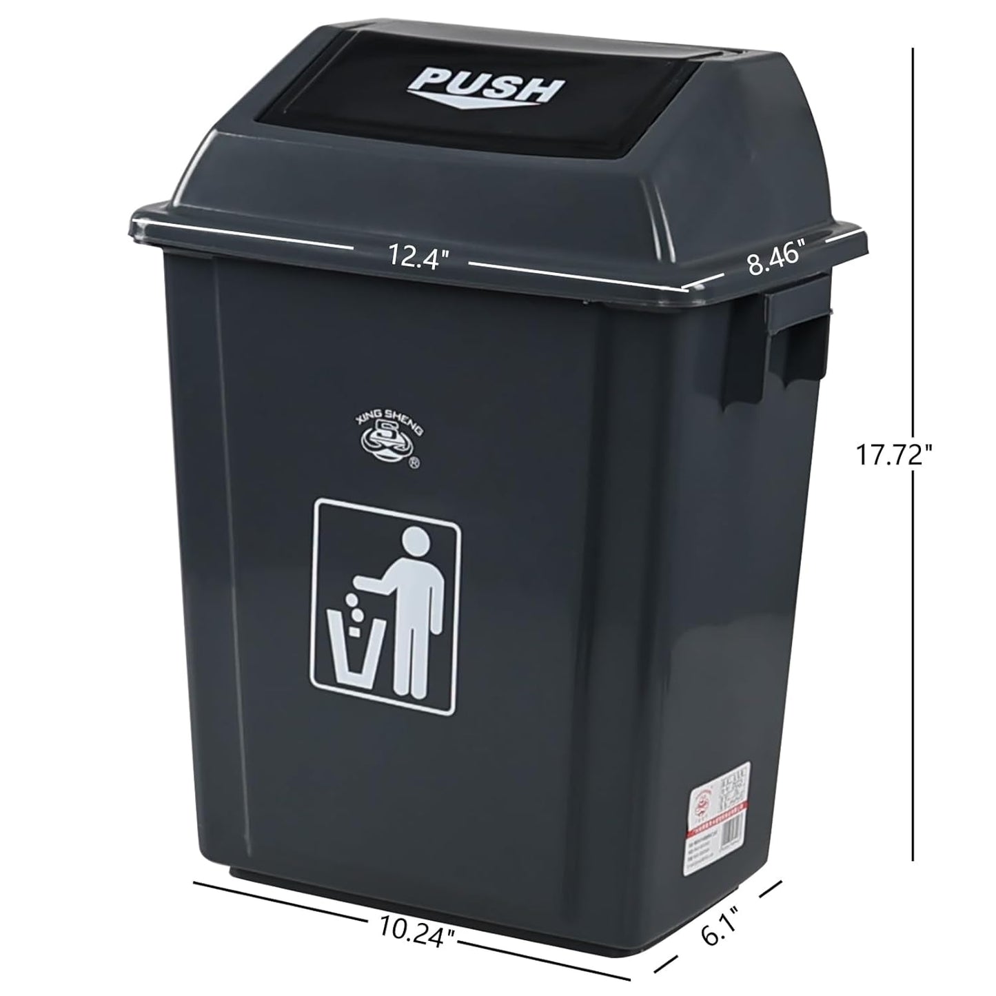 6 Gallon Plastic Swing Lid Garbage Can, Office Trash Can with Swing Top Lid, 4-Pack