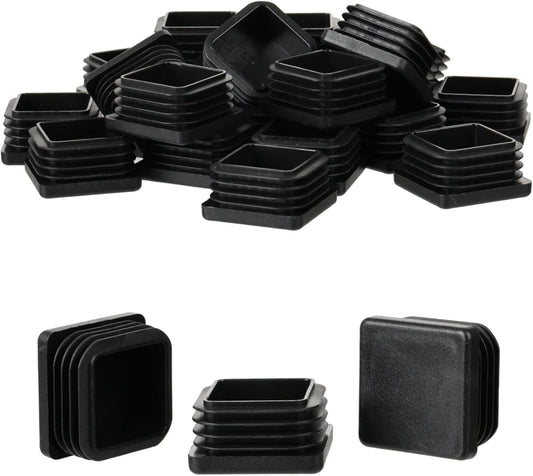 Furnigear Plastic Plugs Tubing End Cap Chair End Caps Outside Bottom Tubing Caps Square Furniture Sliders Glides Black (24, Fit 0.95-1.04" Square Tube Inner Size)