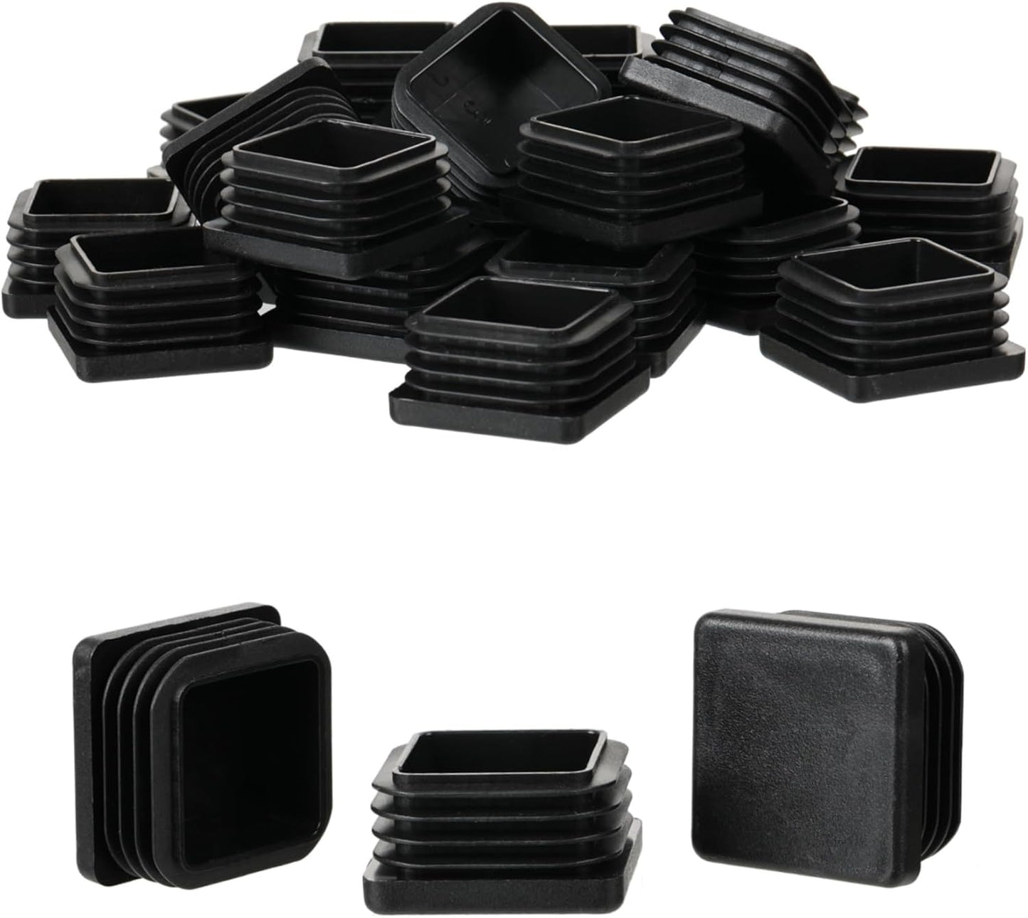 Furnigear Plastic Plugs Tubing End Cap Chair End Caps Outside Bottom Tubing Caps Square Furniture Sliders Glides Black (24, Fit 1.04-1.09" Square Tube Inner Size)