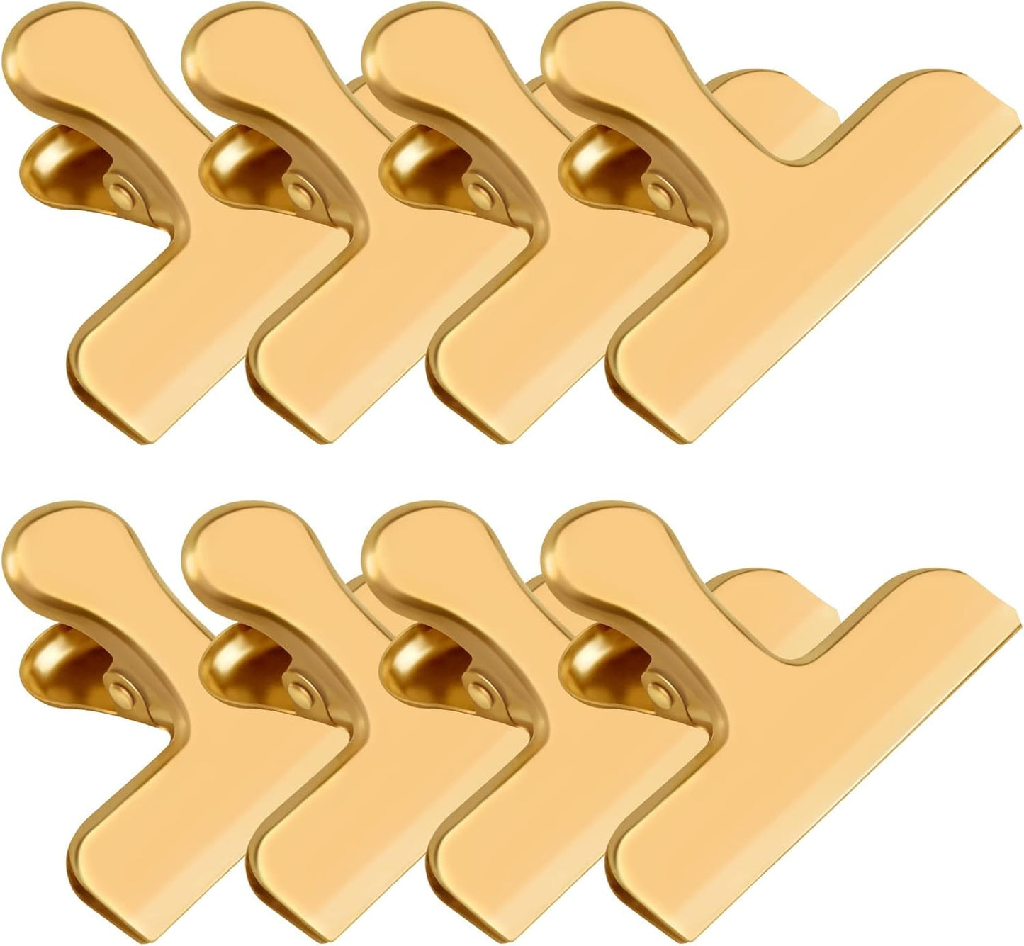 8 Pack 3 Inch Wide Stainless Steel Chip Clips Food Bag Clips Heavy Duty Food Bag Clamp, Chip Clips Metal Hinge Clip File Clamps