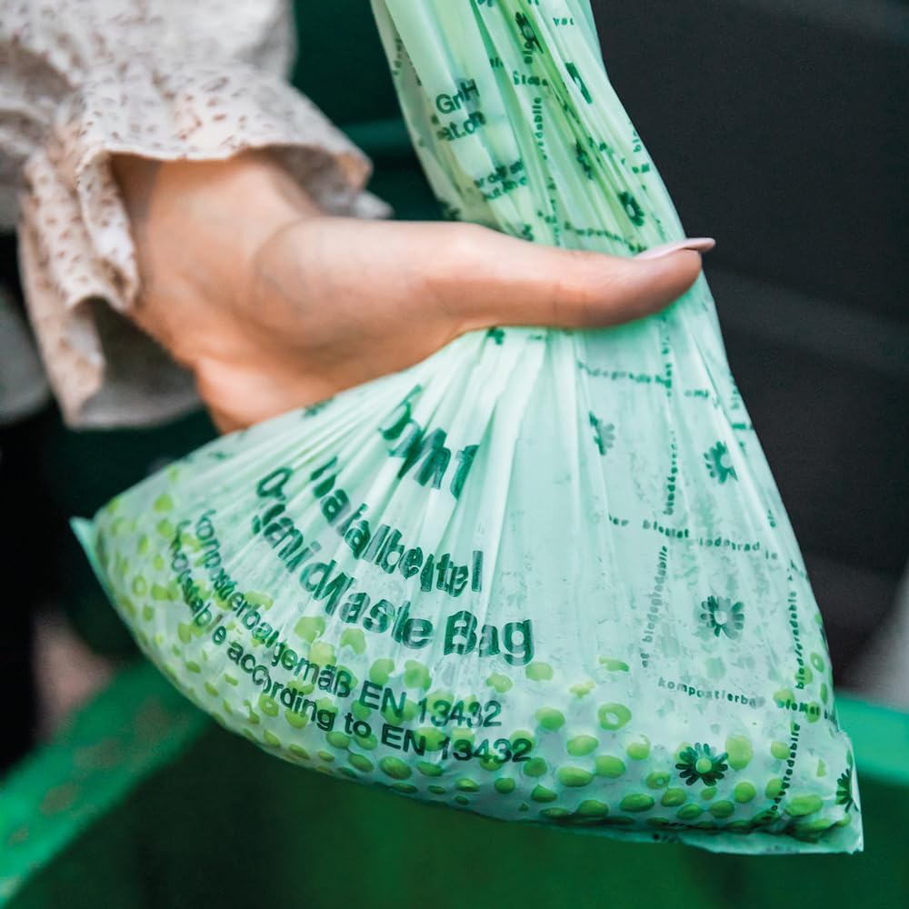 bioMat 3 Gallon Compost Bags, 125 Count, Compostable Trash Bags for Kitchen Compost Bin, BPI ASTM D6400 and CMA Certified Biodegradable Trash Bags