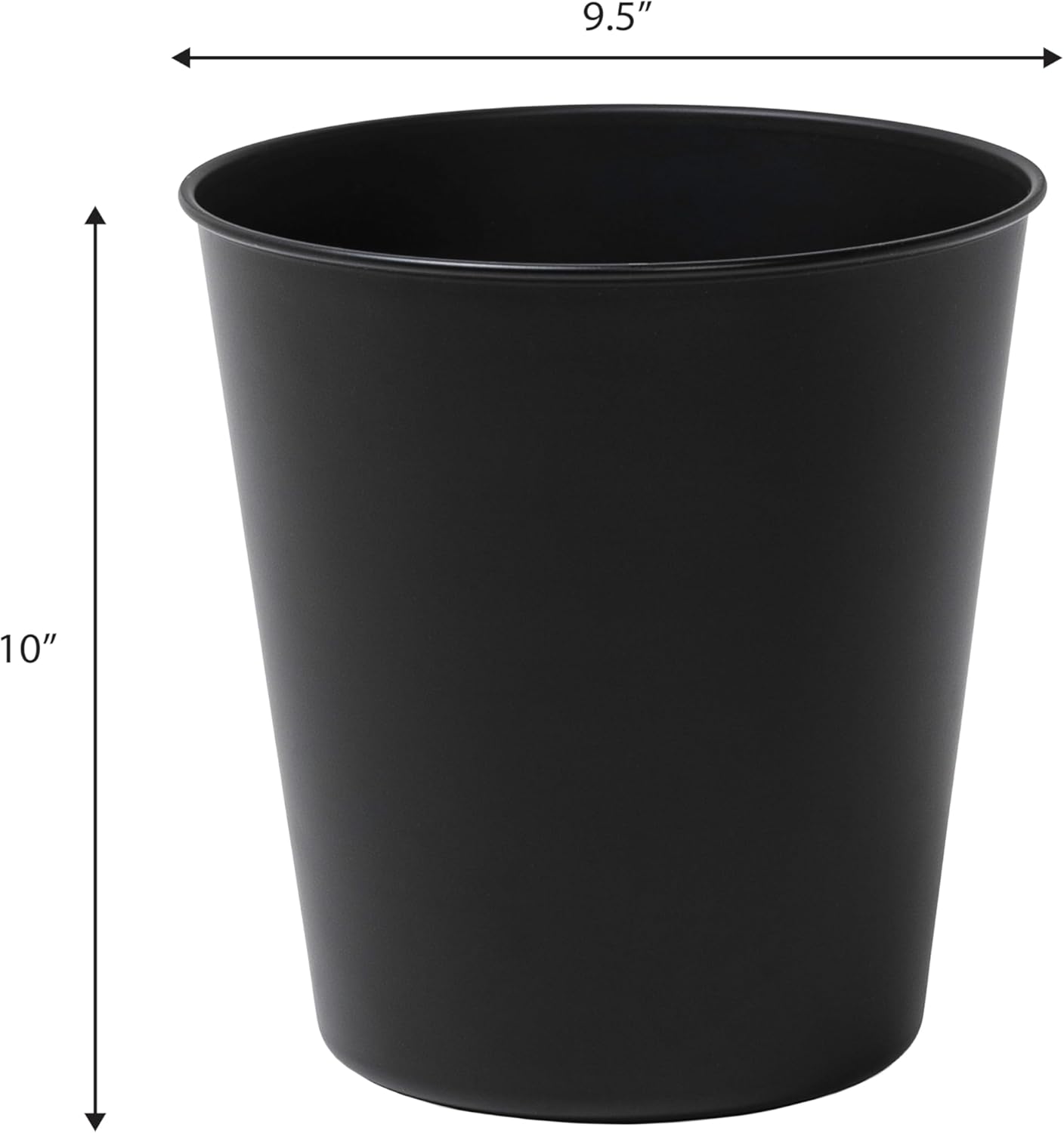 happimess HPM1113A-SET2 Nolan Modern Classic Smooth Steel 2 Gal Waste Bin for Kitchen, Office, Bathroom, Bedroom, Dorm, Matte Black (Set of 2)