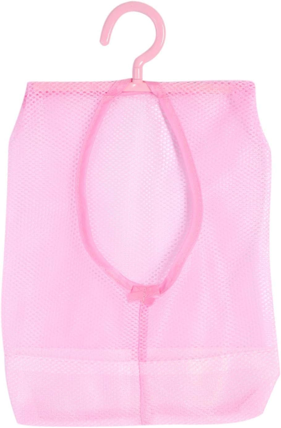 Clothespin Bag, Multi Purpose Hanging Mesh Storage Bag Clothespin Bag with Hanger for Socks Stockings Bra Underwear Bathroom(Pink)