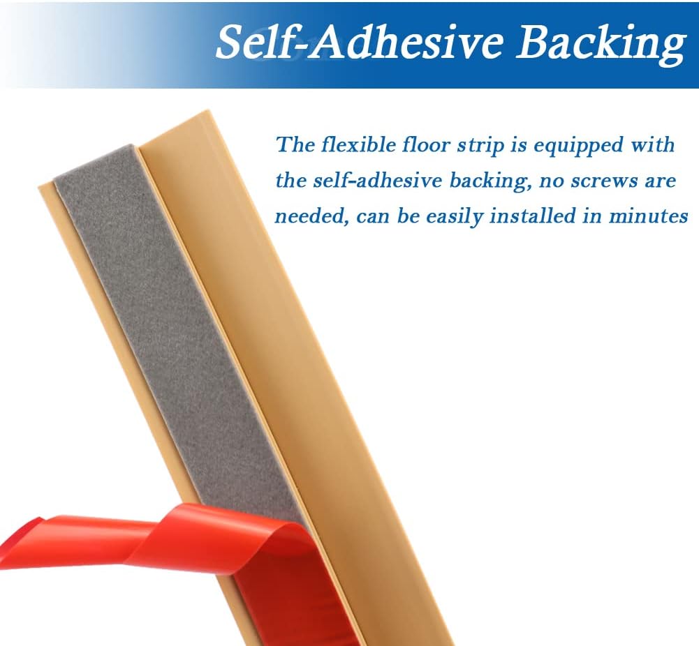 Floor Transition Strip Self Adhesive Carpet & Flooring Transitions Edging Trim Strip PVC Threshold Transitions Suitable for Threshold Height Less Than 5mm (3.3Ft, Wood Grain Light Brown-New)