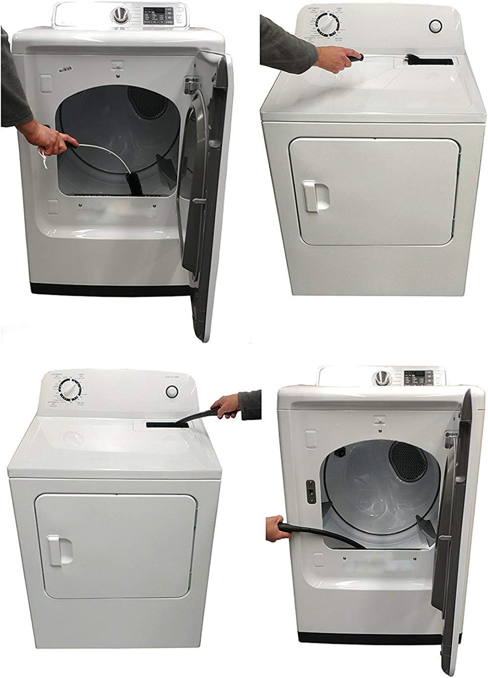 Dryer Vent Cleaner Kit 28 Inch Cleaner Lint Trap Flexible Refrigerator Coil Brush and Vacuum Hose Attachment Set for Vacuum Hoses 1 1/4 inches or Less