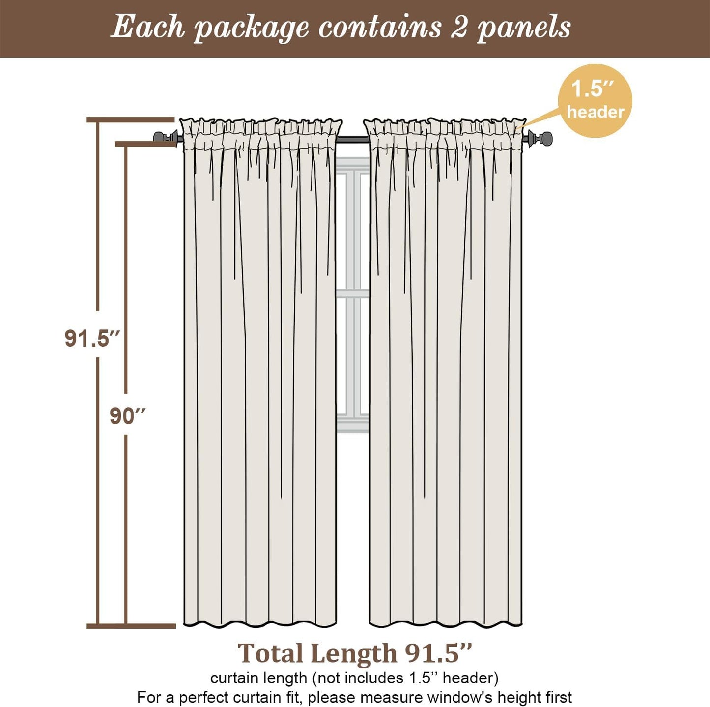 Chyhomenyc Sheer Taupe Curtains 90 inches Long 2 Panels, Light Filtering Soft Airy Solid Elegant Voile Window Treatment Drapes for Bedroom Living Room Wedding Party Decor, 42 Wx90 L Inches