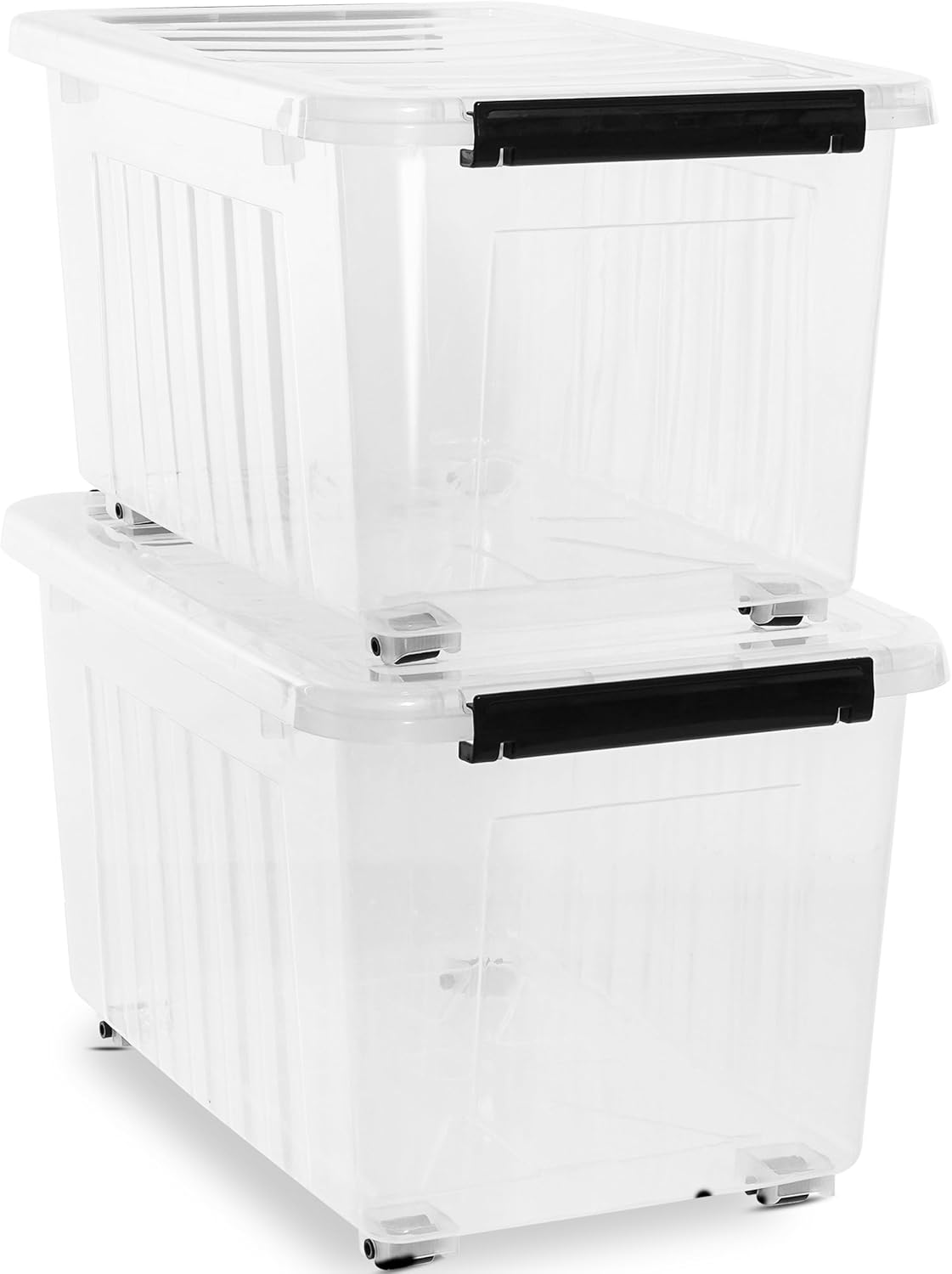 Citylife 54 QT Clear Plastic Storage Bins with Lids Stackable and Nestable Storage Boxes with Lids Large Plastic Storage Containers for Garage, Closet, Kitchen, 2 Packs