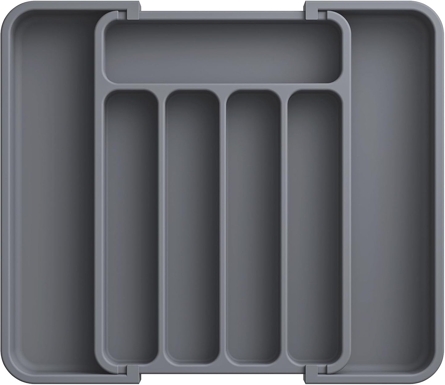 Aujen Silverware Organizer - Expandable Kitchen Drawer Organizer, Adjustable Utensil Organizer, Cutlery Tray for Forks, Knives, Multipurpose Kitchen Organizers and Storage Solution, Grey, Medium