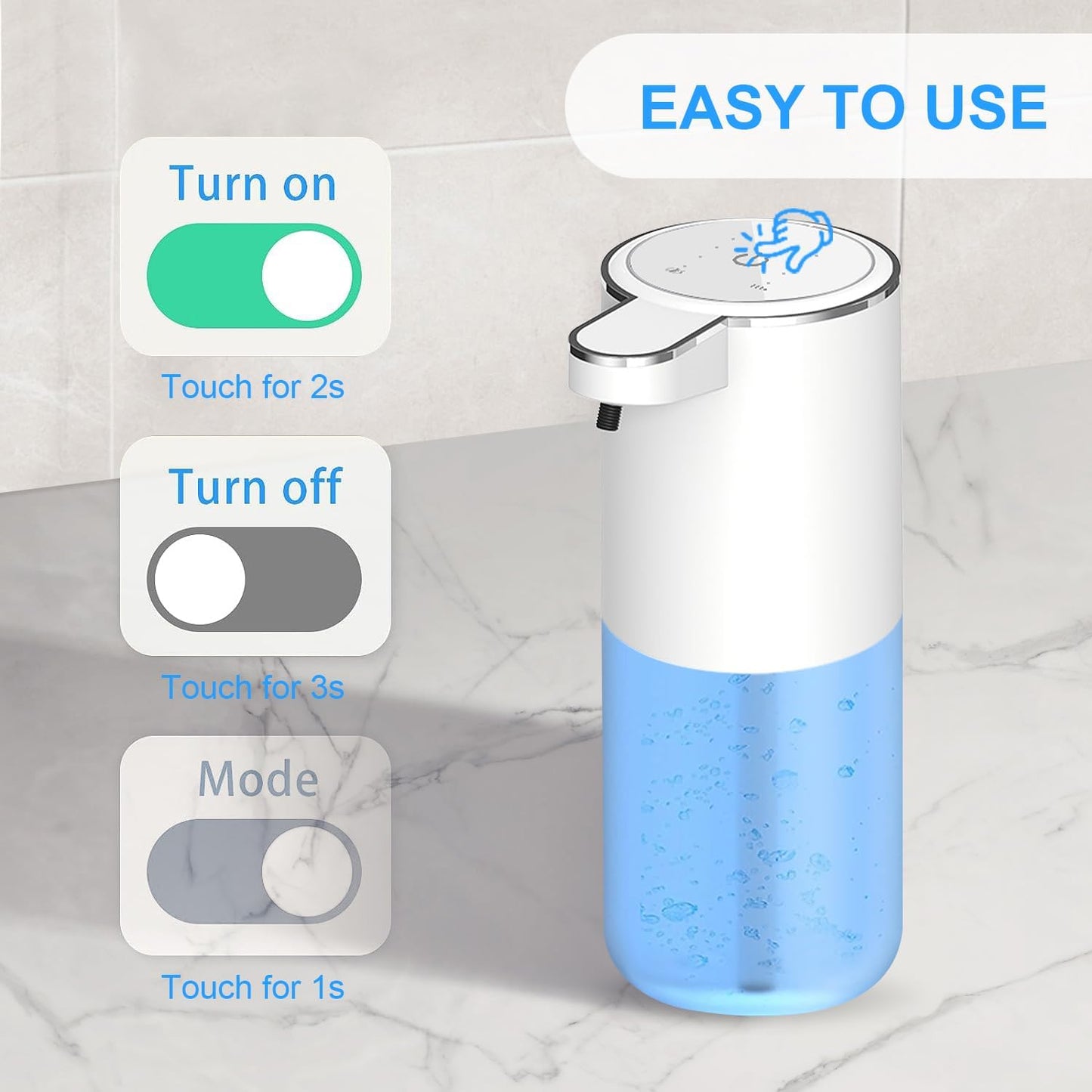 Automatic Foaming Soap Dispenser, Touchless Hand Soap Dispenser Rechargeable for Bathroom Countertop, Sylfu Kitchen and Commercial 12.8 oz/380mL