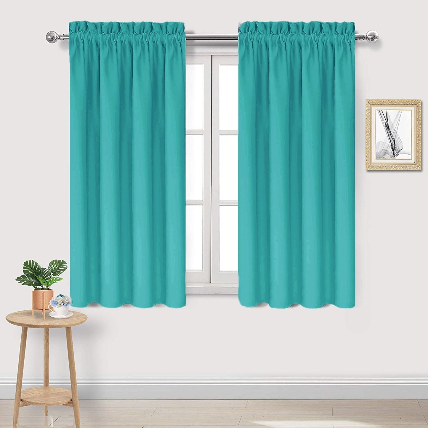 DWCN Blackout Curtains for Living Room Thermal Insulated, Energy Saving & Noise Reducing Bedroom Curtains, Peacock Blue, W 42x L 54 Inch, Set of 2 Rod Pocket Curtain Panels