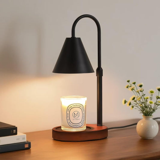 Black Candle Warmer Lamp with Timer and Dimmer,Mother's Day/Birthday/Christmas Gifts for Mom/Wife,Electric Wax Melt Warmer,Home Decor,Scented Jar Lamp,Adjustable Height,with 2 Bulbs