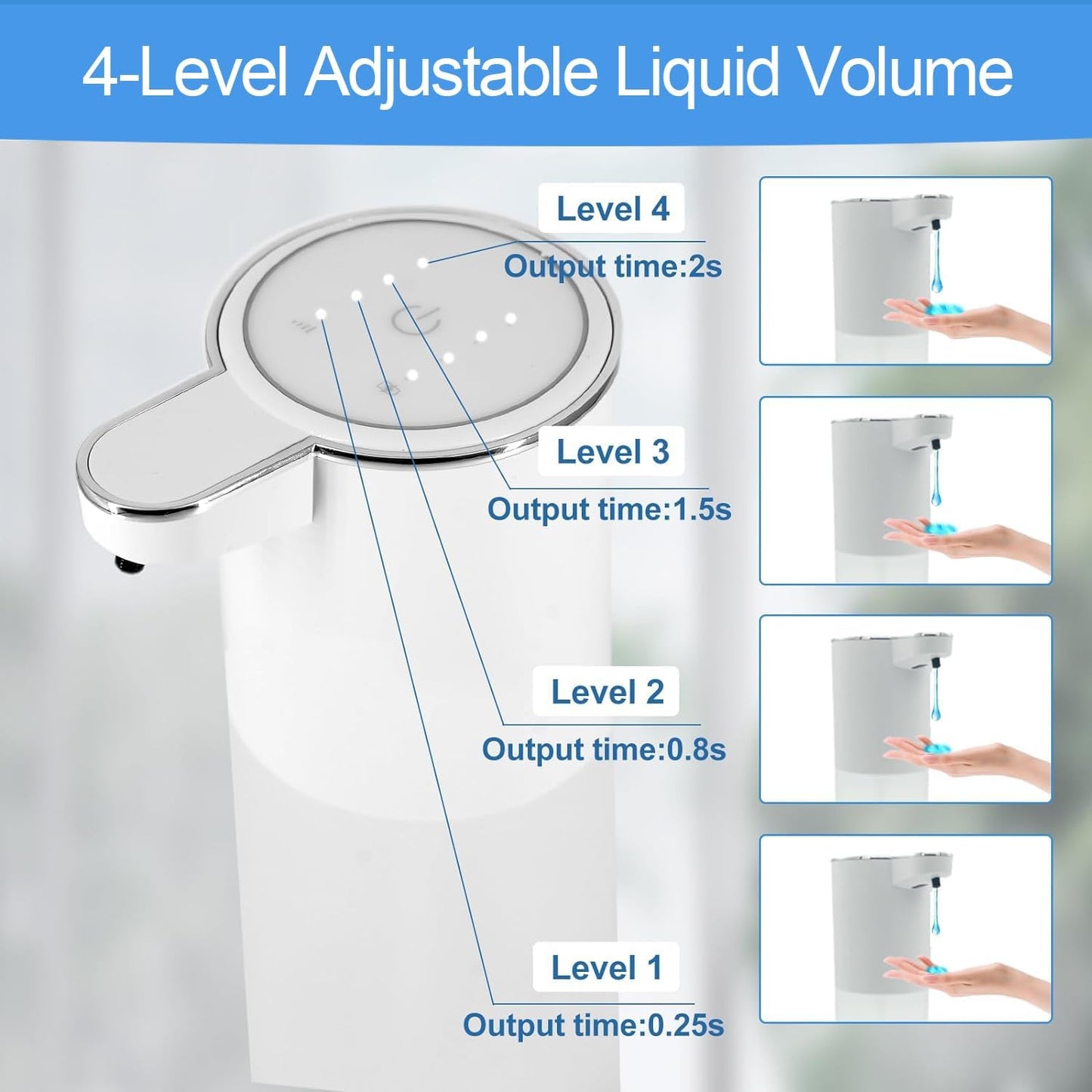 Automatic Liquid Soap Dispenser, Touchless Hand Soap Dispenser Rechargeable, Dish Liquid Soap Dispenser Electric for Bathroom Countertop, Kitchen and Commercial 12.85oz/380mL