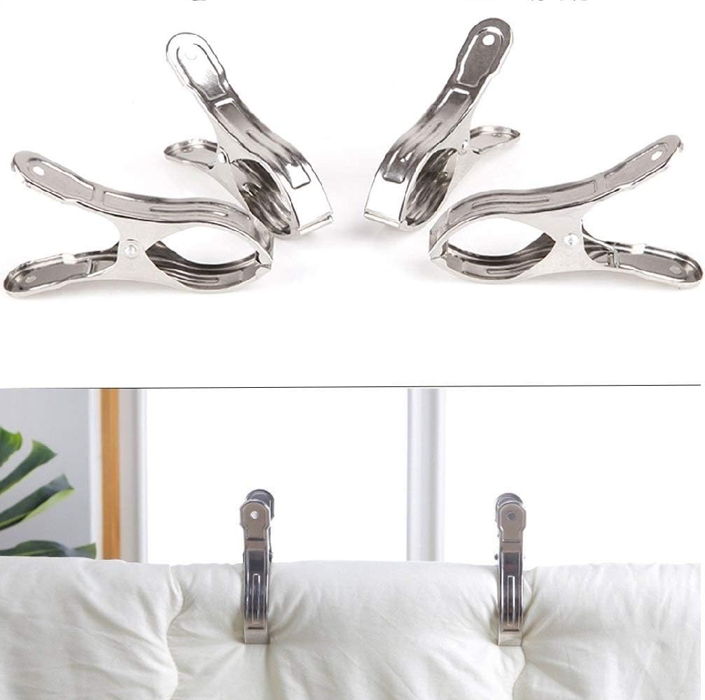 8 Pack Stainless Steel Clothespins, 4.7 Inch Towel Clips for Beach Chairs，Giant Clothes Pins,Metal Clip - Keep Your Towel from Blowing Away, Suitable for Home Use/Beach Chairs on Cruise Ships