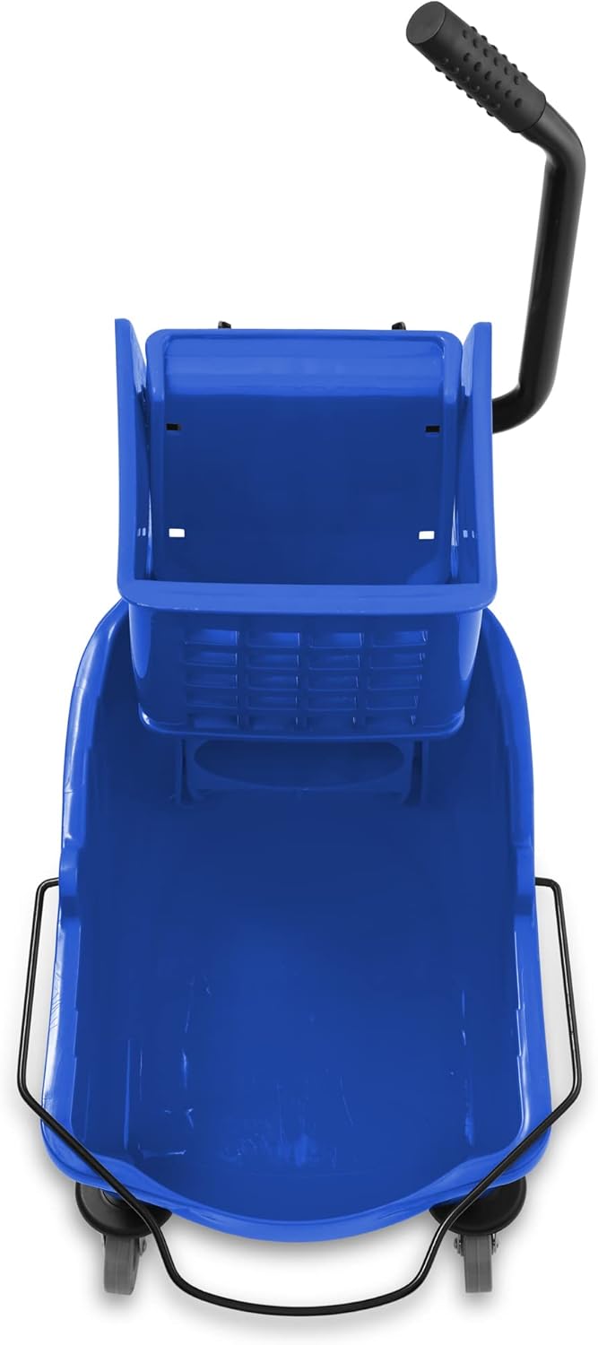 Dryser Commercial Mop Bucket with Side Press Wringer, 26 Quart, Blue
