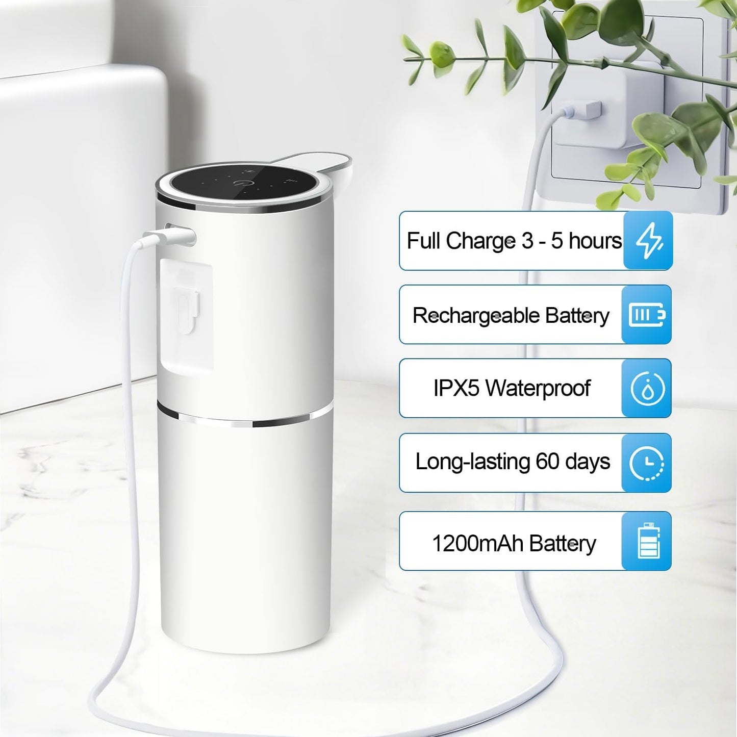 Automatic Liquid Soap Dispenser Bathroom Kitchen Dish Liquid Body Shampoo Shower Gel Hand Free Liquid, USB Rechargeable Dispenser Touchless Soap Dispenser 380ml Auto Liquid Dispenser Sylfu