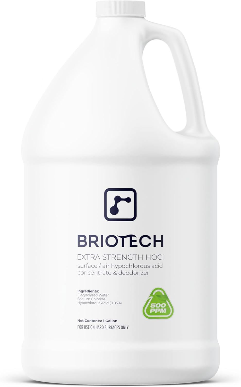 BRIOTECH Extra Strength HOCl Cleaner, 500 PPM Hypochlorous Acid Concentrate, ULV Foggers & Humidifiers, Professional Deodorizer for Dental, Offices, Schools, Homes, Peroxide Free, 1 Gallon