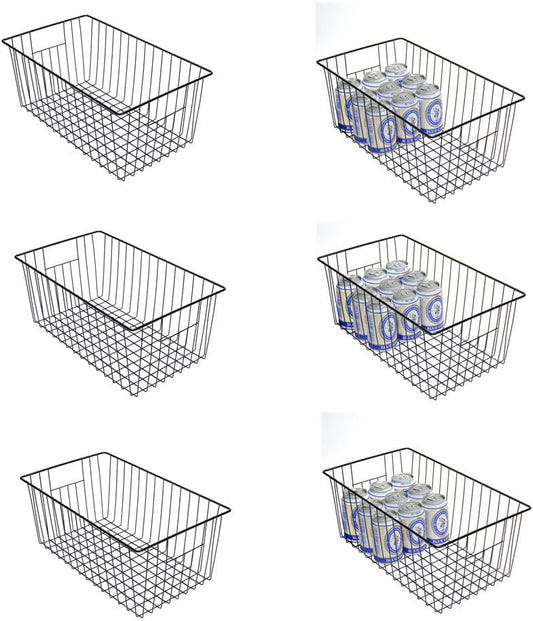 16inch Upright Freezer Organizer Baskets for 13-14,16-21 cu.ft Standup Freezer, Settle freezer chaos and reduce food waste effectively, Durable, Fully Use Space, Improve Air Circulate, Black, Pack 6