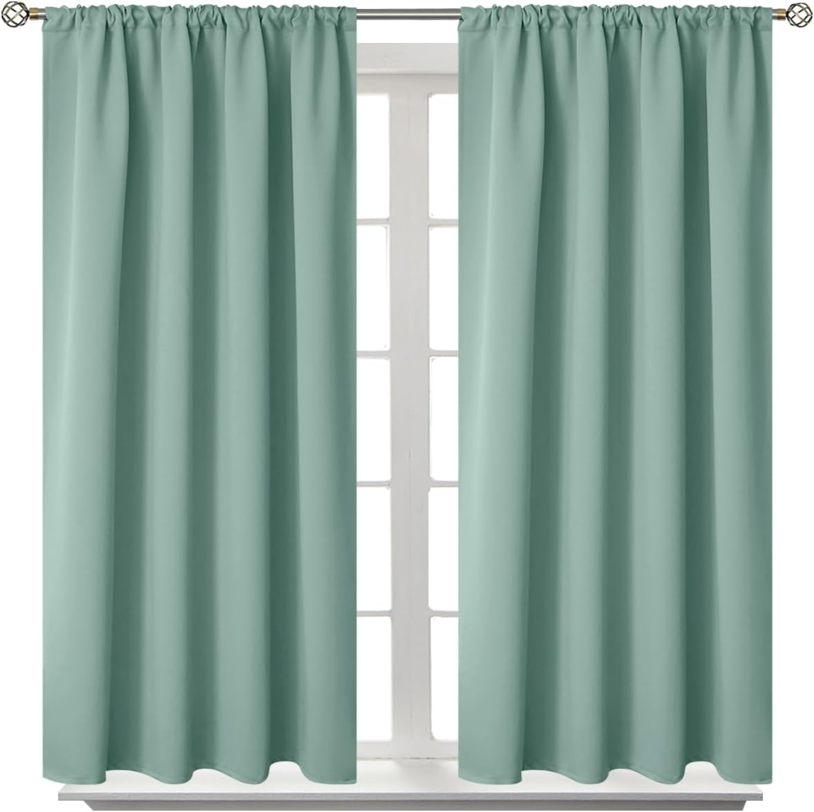 BGment Sage Green Blackout Curtains for Bedroom 48 Inch Length - Thermal Insulated Drapes with Rod Pocket Darkening for Kitchen Bathroom Living Room Window, 42 x 48 Inch, 2 Panels
