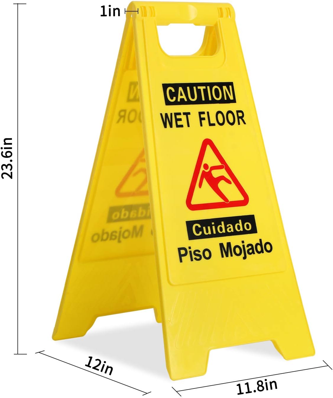 CERLMLAND Caution Wet Floor Sign, Foldable Sturdy Bilingual Double-Sided Safety Warning Signs for Commercial Use, Pool (2-Pack Yellow)