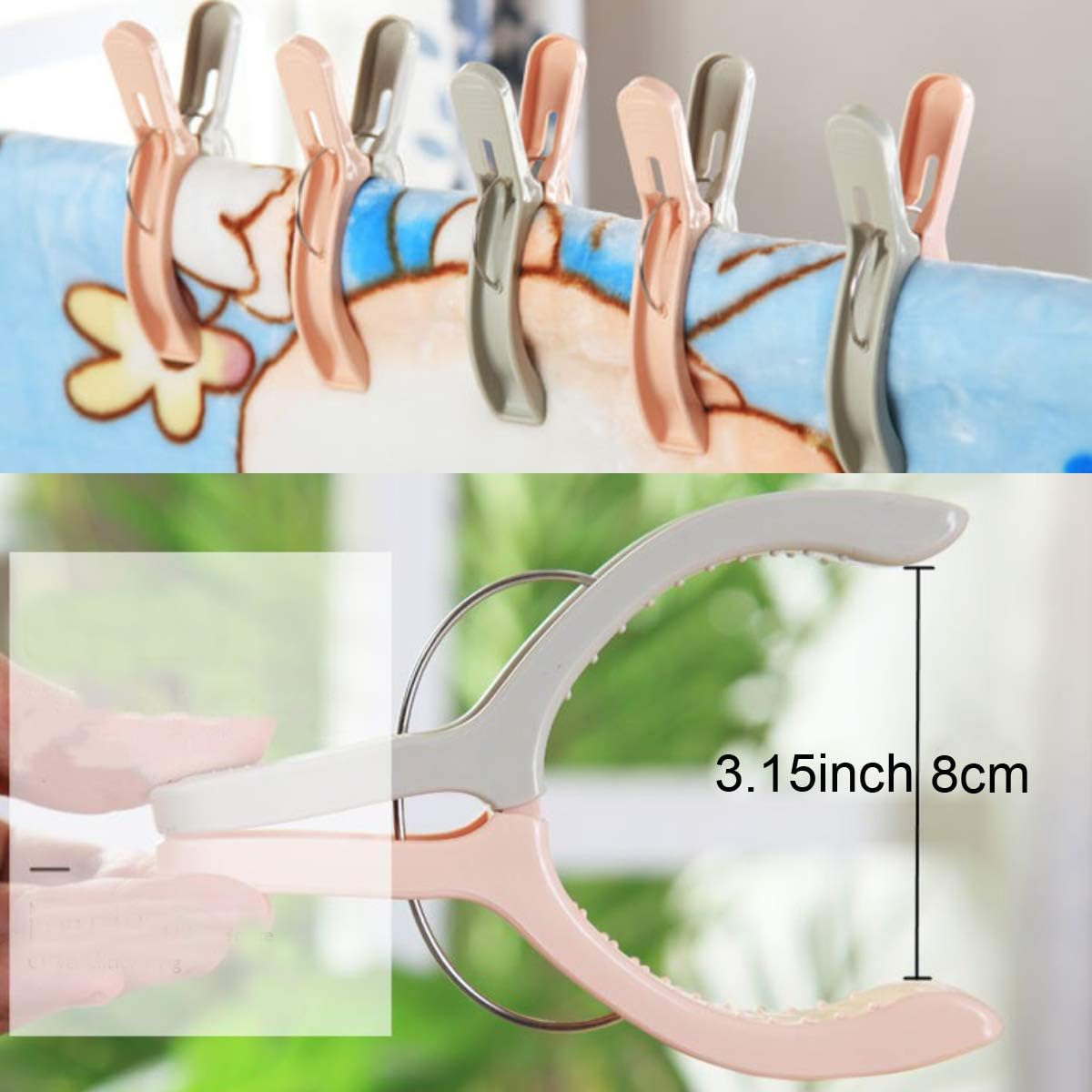 10 Pack Beach Towel Clips for Beach Chairs Jumbo Size Towel Clamps Lounge Pool Chairs on Cruise Chair Plastic Clothes Pegs Hanging Clip Clamps Large Items Cruise Vacation