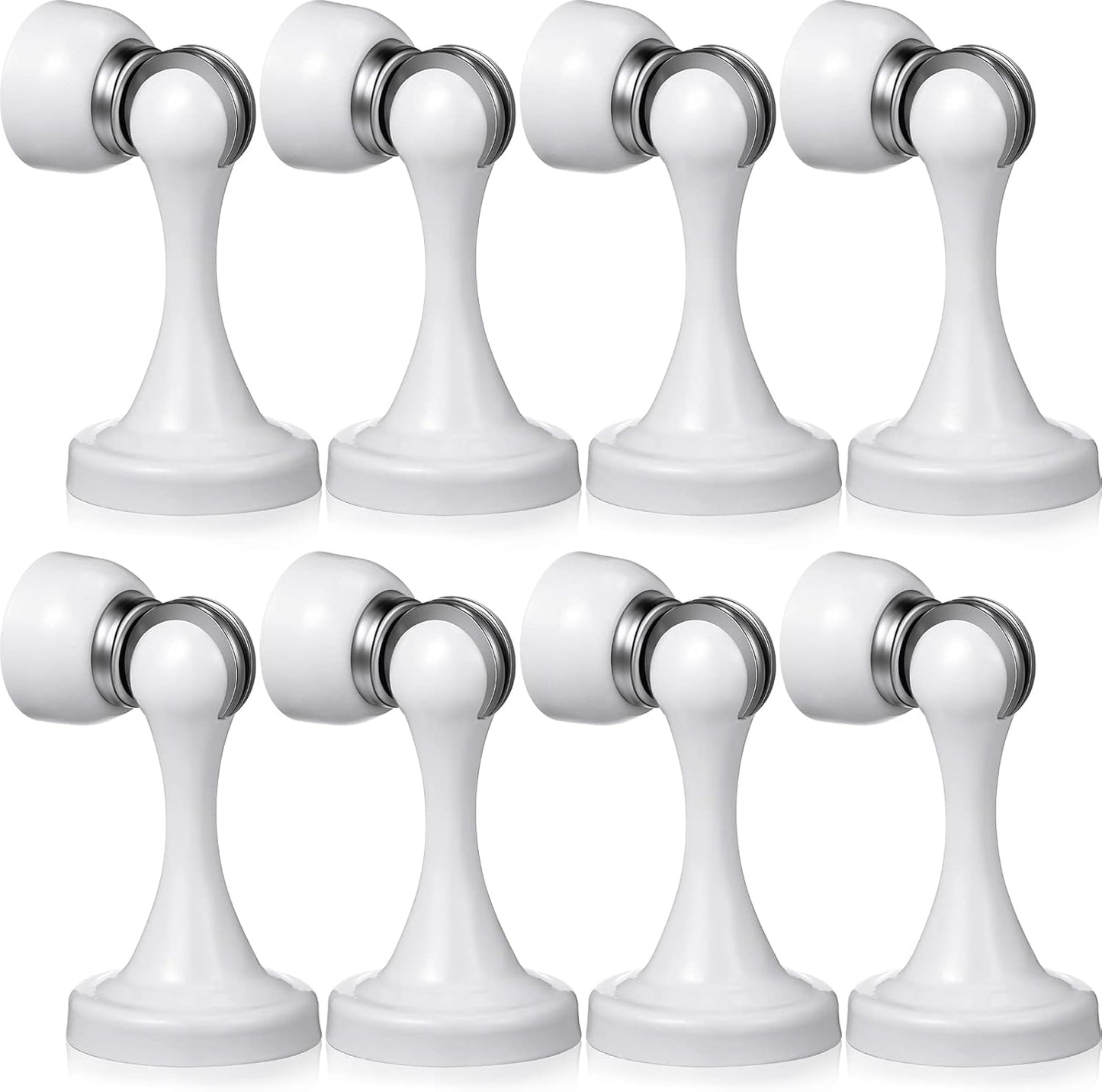 8 Pcs Magnetic Door Stoppers Stainless Steel Door Stops Magnetic Catch Holder with Screws for Wall Floor Mounted Wall Protector Hold (White)
