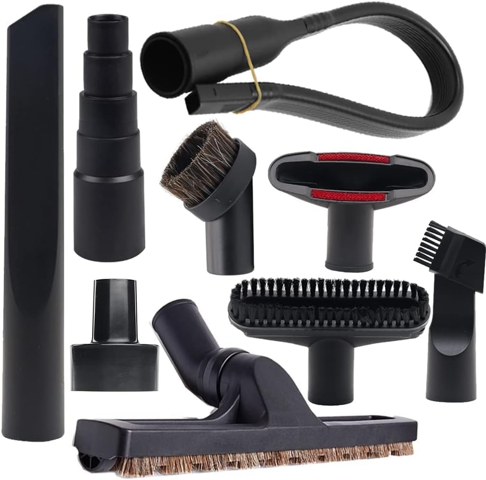 9 Pcs Universal Vacuum Attachments & Brushes for Shop Vac Accessories with 2 1/2" to 1 1/4" & 1 7/8" to 1" Adapter for Shop Vac, 1 1/4" Brush Attachment for Shop Vac, Flexible Crevice Tool