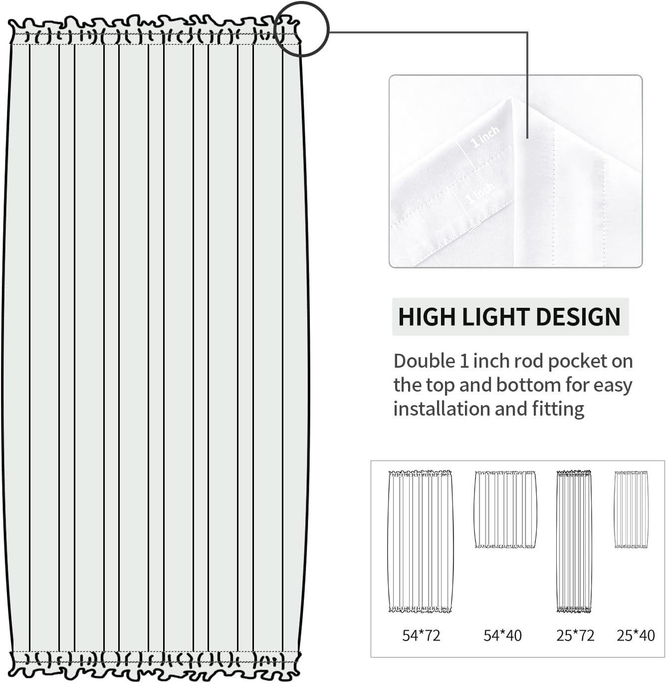 DWCN French Door Curtains – Rod Pocket Thermal Curtain for Doors with Glass Window, Kitchen and Patio Doors for Privacy, 54 X 72 Inches Long, 1 Curtain Panel with Tieback, Pure White