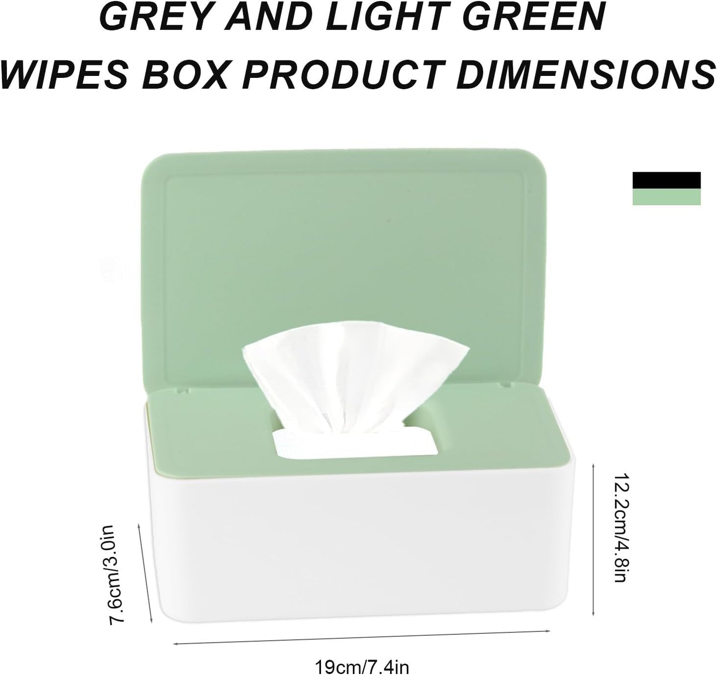 2Pcs Diaper Wipes Dispenser, Refillable Wipe Container, Wipe Container with Sealing Design Lid, Keep Wipes Fresh,Wet Wipes Cases (Gray and Green)