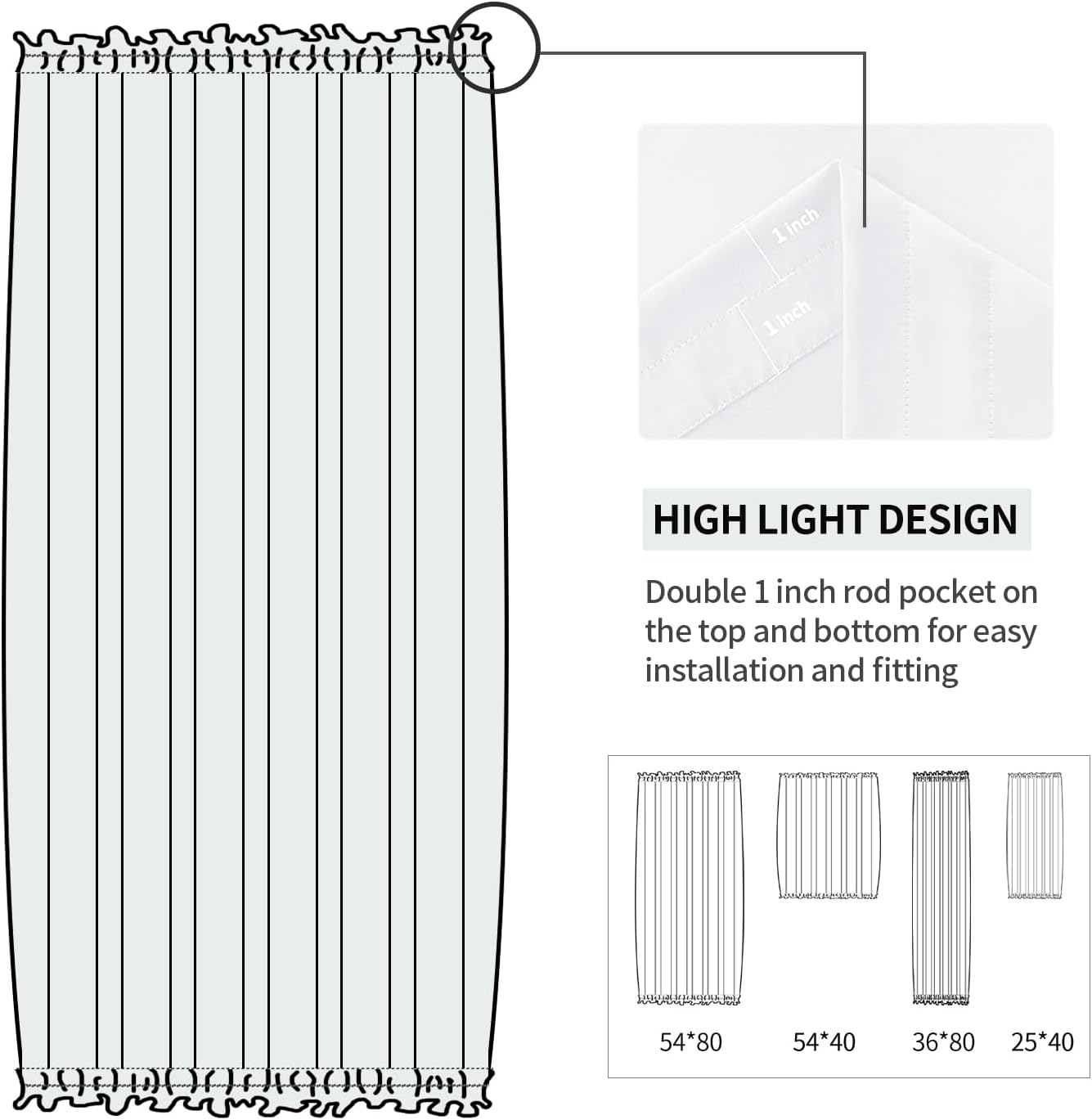 DWCN French Door Curtains – Rod Pocket Thermal Curtain for Doors with Glass Window, Kitchen and Patio Doors for Privacy, 54 X 80 Inches Long, 1 Curtain Panel with Tieback, Pure White