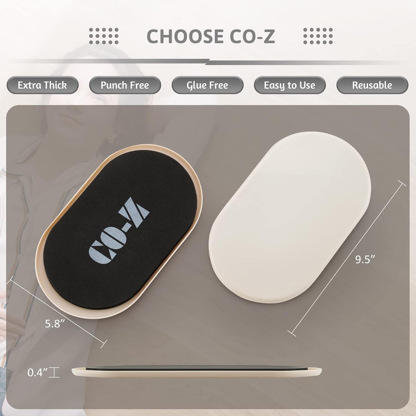 CO-Z Large Furniture Sliders - 8 Pack, 6" x 9 1/2" Oval Reusable Furniture Sliders for Carpet, Heavy-Duty Furniture Gliders Movers for Hardwood Floors, Plastic Moving Pads for Heavy Furniture