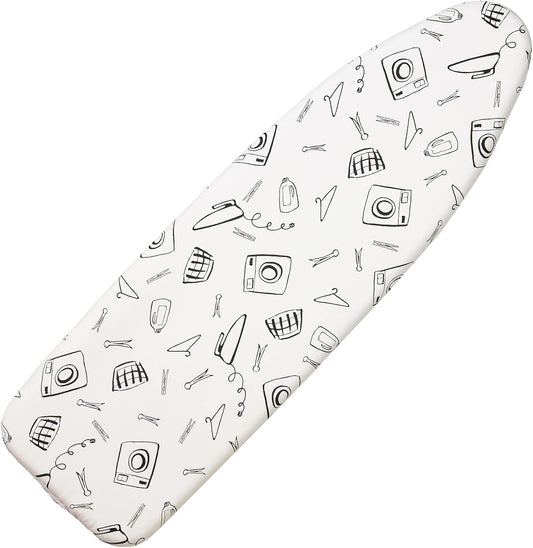 Ironing Board Cover and Pad Standard Size 15 x 54 inch, Heat Reflective with Hook and Loop Fasteners, Thick Padding with Elasticized Edges, 3 Layers Iron Board Cover (White)