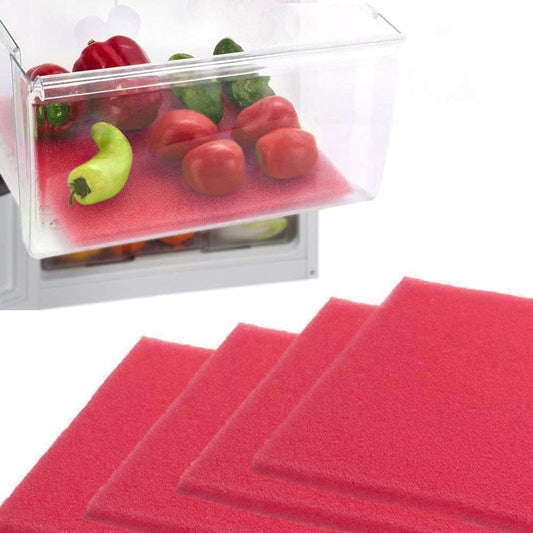 Dualplex® Fruit & Veggie Life Extender Liner for Fridge Refrigerator Drawers, 12x15 Inches (4 Pack) – Extends The Life of Your Produce & Prevents Spoilage (Red)