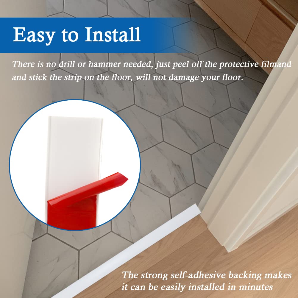 Floor Transition Strip Self Adhesive Floor Cover Strips Laminate 3" Wide Vinyl Flat Divider Transitions (7.5cm, 10Ft, White)