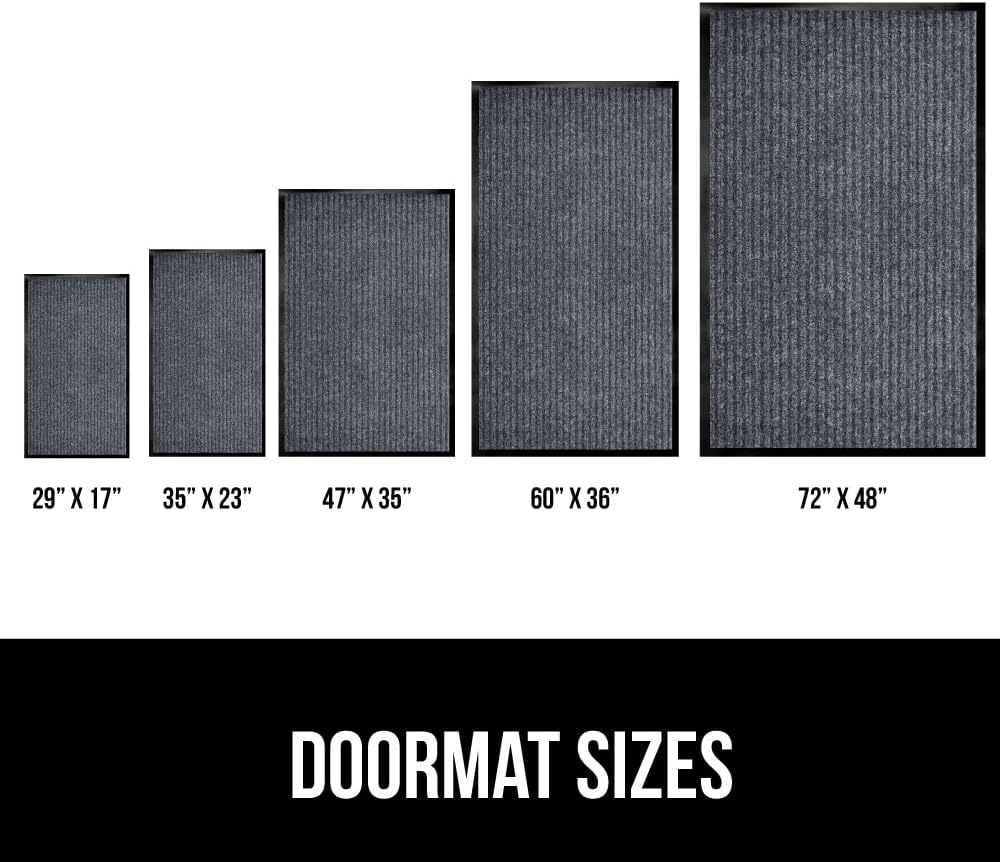 GORILLA GRIP Traffic Guard Door Mat, 47x35, Heavy Duty Welcome Mats, Commercial Office Space Doormat, Waterproof, Fade Resistant, Strong Rubber Backing, Low Profile, Shoe and Boot Scraper, Gray