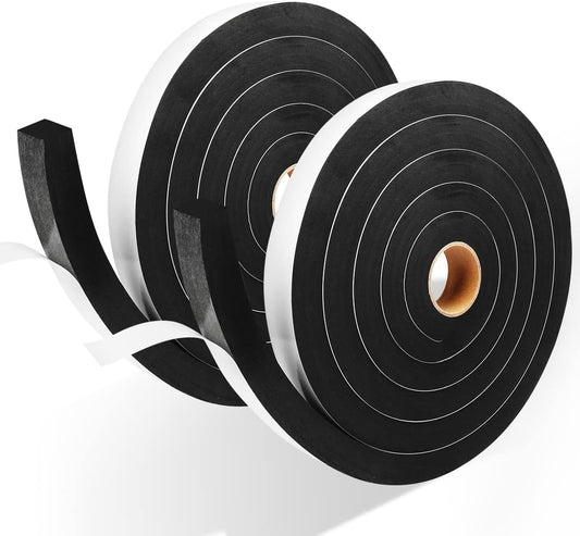2 Rolls Foam Tape Weather Stripping Door Seal, 1'' W x 3/4'' T High Density Seal Strip, Adhesive Closed Cell Weather Strip Total 16.5 Feet Long…