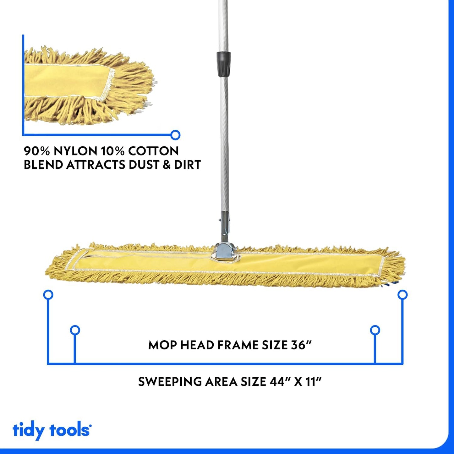 36 Inch Yellow Commercial Dust Mop & Floor Sweeper with Extendable Handle – Mop for Hardwood, Tile, and Concrete Floor Cleaning