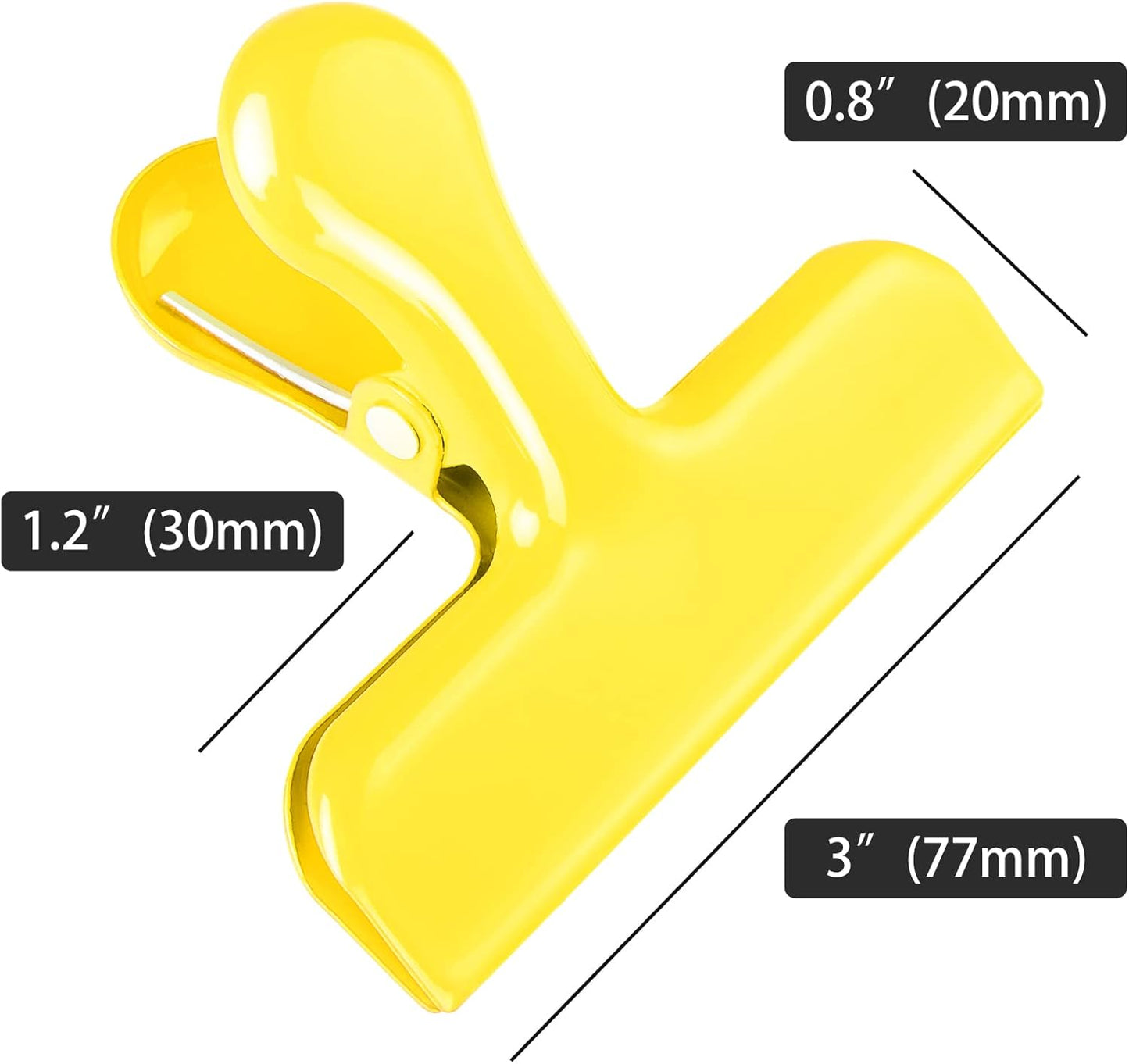 Bag Clips Heavy Duty Stainless Steel Chip Clips, Food Bags Clamp Great for Kitchen Office to Seal Coffee Bags, Paper Sheets - Pack of 8（Yellow）
