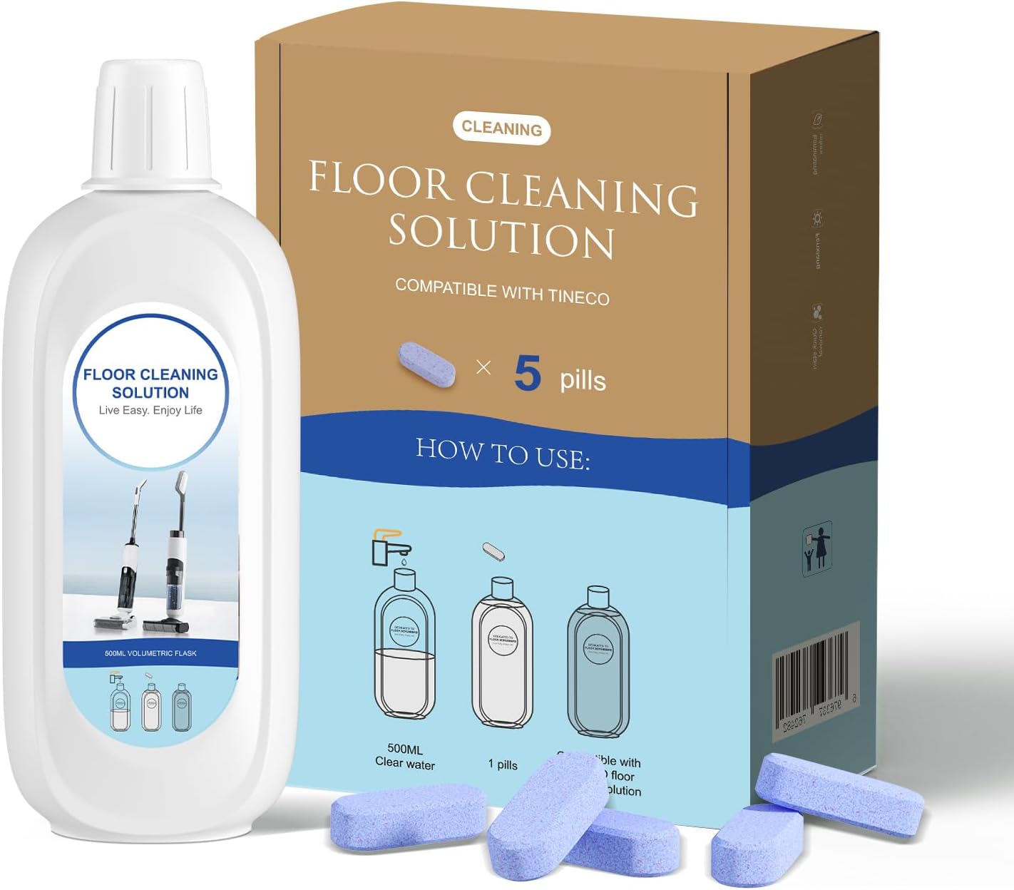 5 Bottles Compatible with Tineco Cleaning Solution 500ml Per Bottle Lavender Scents Floor Cleaner Compatible with All Robot Vacuums with Mopping and Cordless Wet/Dry Vacuum (Lavender Scents)