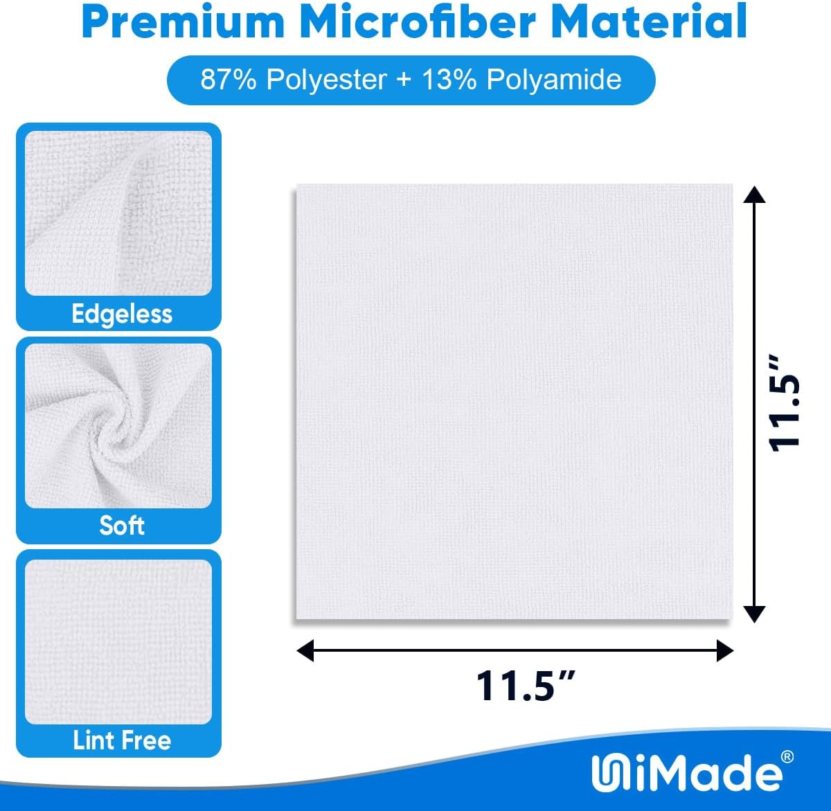 Shop Towel Rag, 200 Pack Reusable Rags Bulk Microfiber Cleaning Cloth Lint Free Towels for Car Kitchen Automotive Bar Mechanic Restaurant Garage, 11.5"x 11.5", White