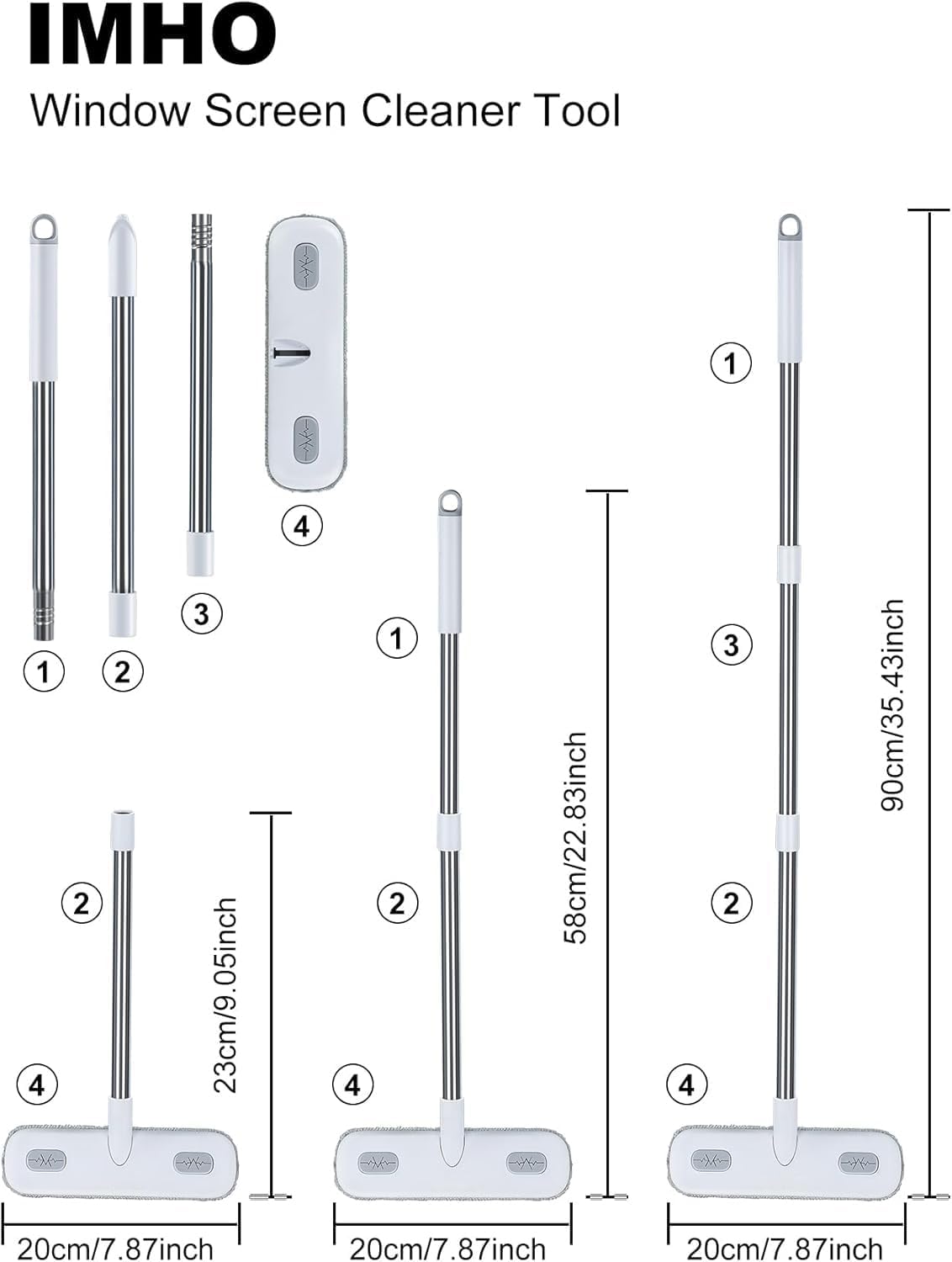 IMHO Cleaning Brush for Window Screen, Screen Cleaner Tool, 2 in 1 Mesh Screen Cleaning Brush, Small Brush for Patio, Door, Porch Screens, White &Grey Brush Cleaners for Screen