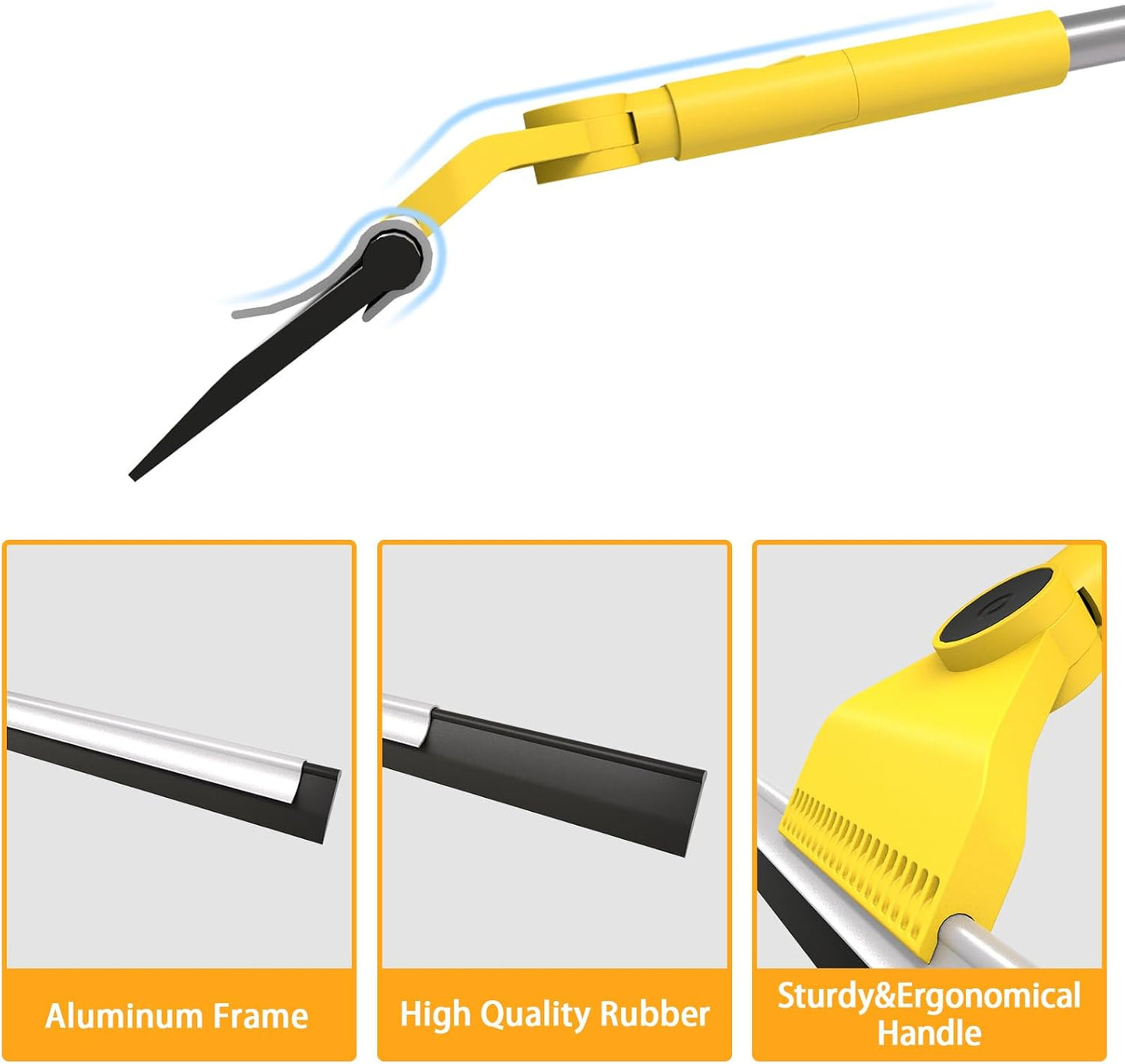 Multi-Purpose V-Shaped Grout Brush with 16.9" Floor Squeegee Set, Long Handle Floor Scrub Brush for Cleaning Bathroom Tile Corner Baseboards, Squeegee for Cleaning Garage Floor Window Glass