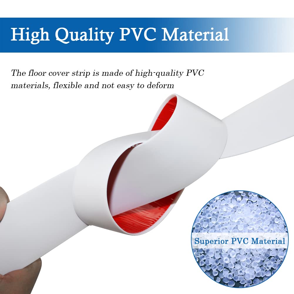 Floor Transition Strip Self Adhesive Floor Cover Strips Laminate 3" Wide Vinyl Flat Divider Transitions (7.5cm, 3.3Ft, White)