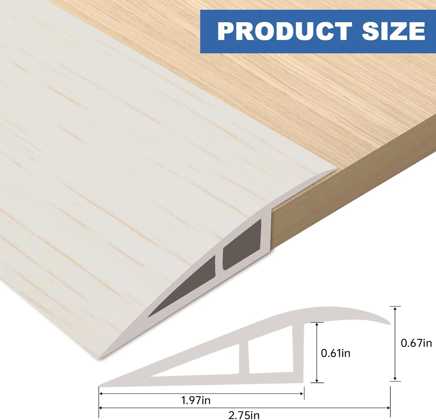 Vinyl Door Threshold Flooring Transition Strip Self Adhesive Carpet Edging Strip for Laminate Doorway Edge Threshold from 2/5" to 3/5" (Beige Wood Grain, 3.3 Ft)