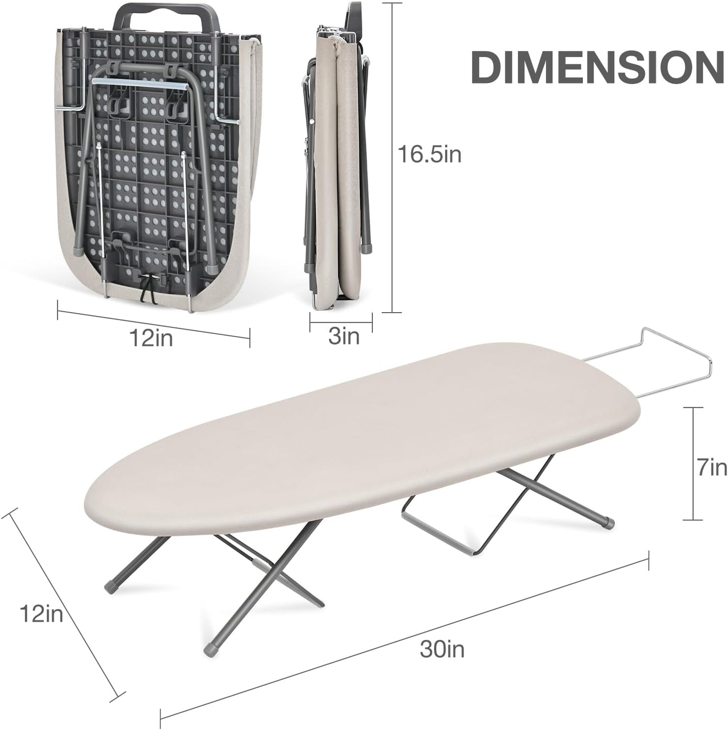 APEXCHASER Tabletop Ironing Board with Iron Rest, Small Iron Board, Extra Thick Cover, Portable Table top Ironing Board with Non-Slip Feet for Home Travel Use, Beige