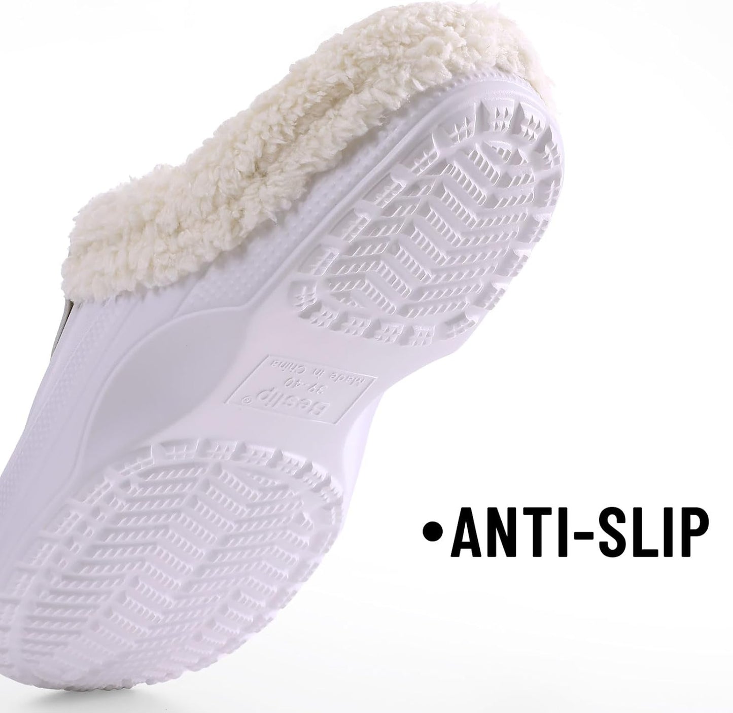 Beslip Classic Fur Lined Clogs Waterproof Winter Fuzzy Slippers for Women Men Indoor and Outdoor