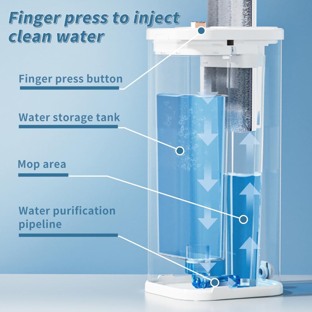 Stainless Steel Mop and Bucket Set with Wringer, Easy-to-use Flat Mop with Separate Dirty Water System, Deep-Cleaning Mops for Floors, Versatile Mops for Walls