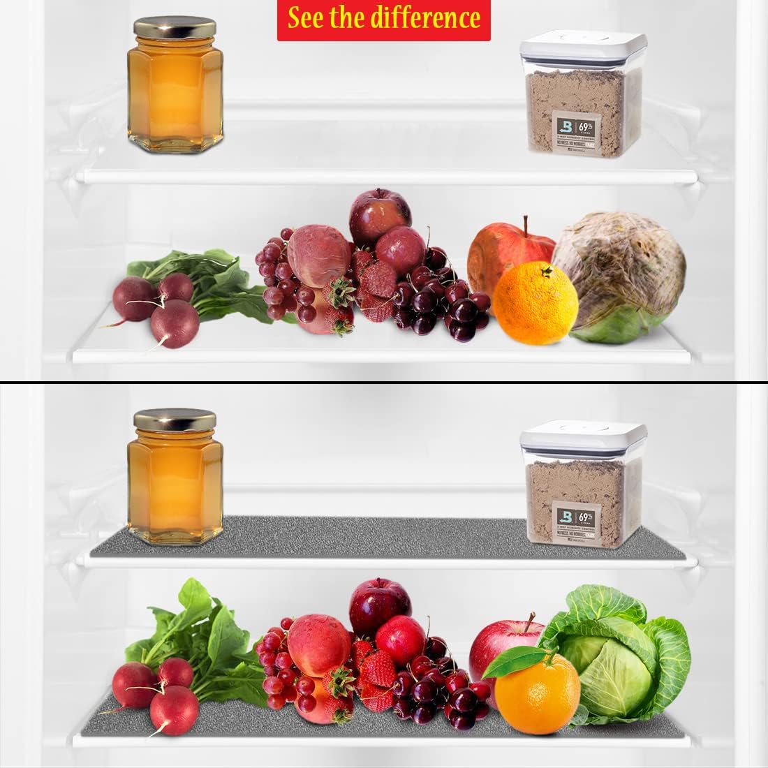 Dualplex® Fruit & Veggie Life Extender Liner for Fridge Refrigerator Drawers, 12x15 Inches (4 Pack) – Extends The Life of Your Produce & Prevents Spoilage (Grey)