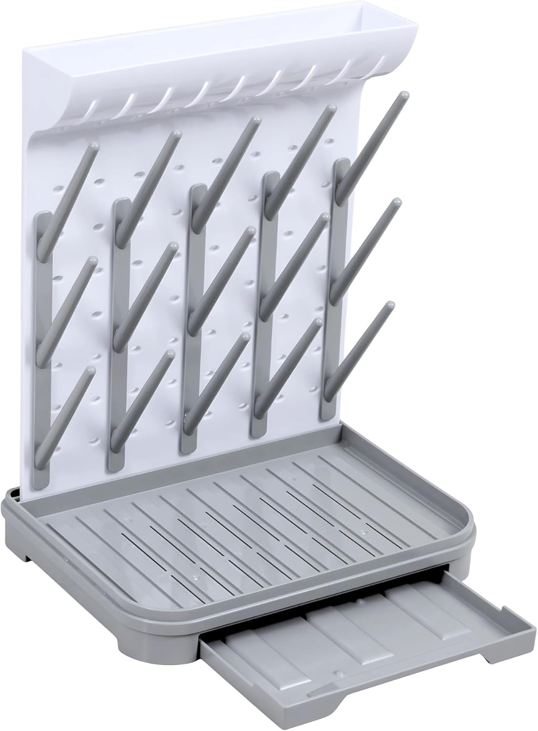 Baby Bottle Drying Rack – Large Vertical Bottle Dryer for 15 Bottles, Space-Saving Countertop Rack for Baby Bottles & Accessories, Compact Holder for Newborn Essentials