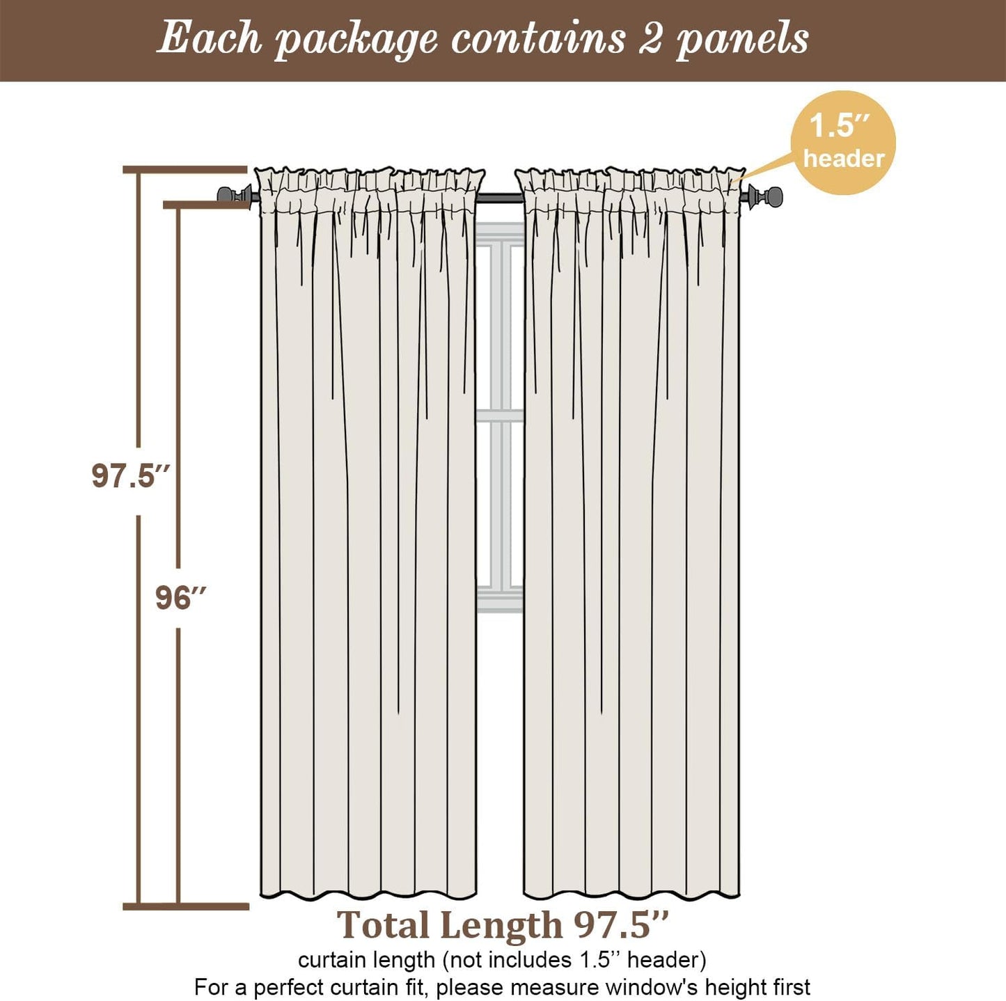 Chyhomenyc Ivory Sheer Curtains 96 Inches Long 2 Panels, Light Filtering Ivory Curtains for Living Room, Soft Gentle Voile Rod Pocket Bedroom Window Drapes, 59Wx96L Inch, 2PCS